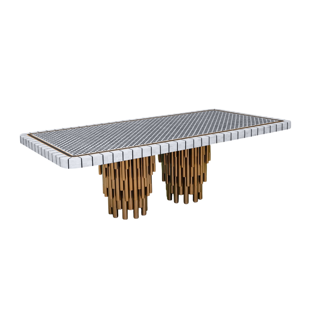 Epoxy 8-Seater Marble Dining Table Set – Premium SS Base Dining Furniture