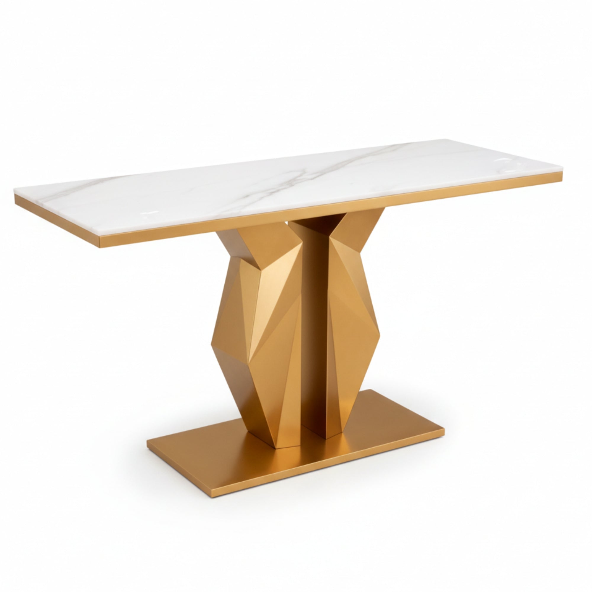 Cross Console Table CT10 – Metallic Console Table with Marble Top