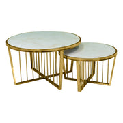 Marigold Marble Coffee Table Set  Elegant Nesting Tables for Modern Living Room