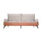 Compass Grey & Tan 3-Seater Fabric Sofa - Adjustable Backrest for Flexible Co