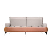 Compass Grey & Tan 3-Seater Fabric Sofa - Adjustable Backrest for Flexible Co