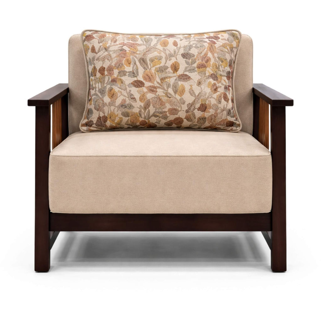 Grid 1 Seater Sofa- Teak Wood Comfort with Artistic Charm