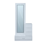 Vision Glossy White Dressing Table  Full-Length Vanity with Drawers & Shelves