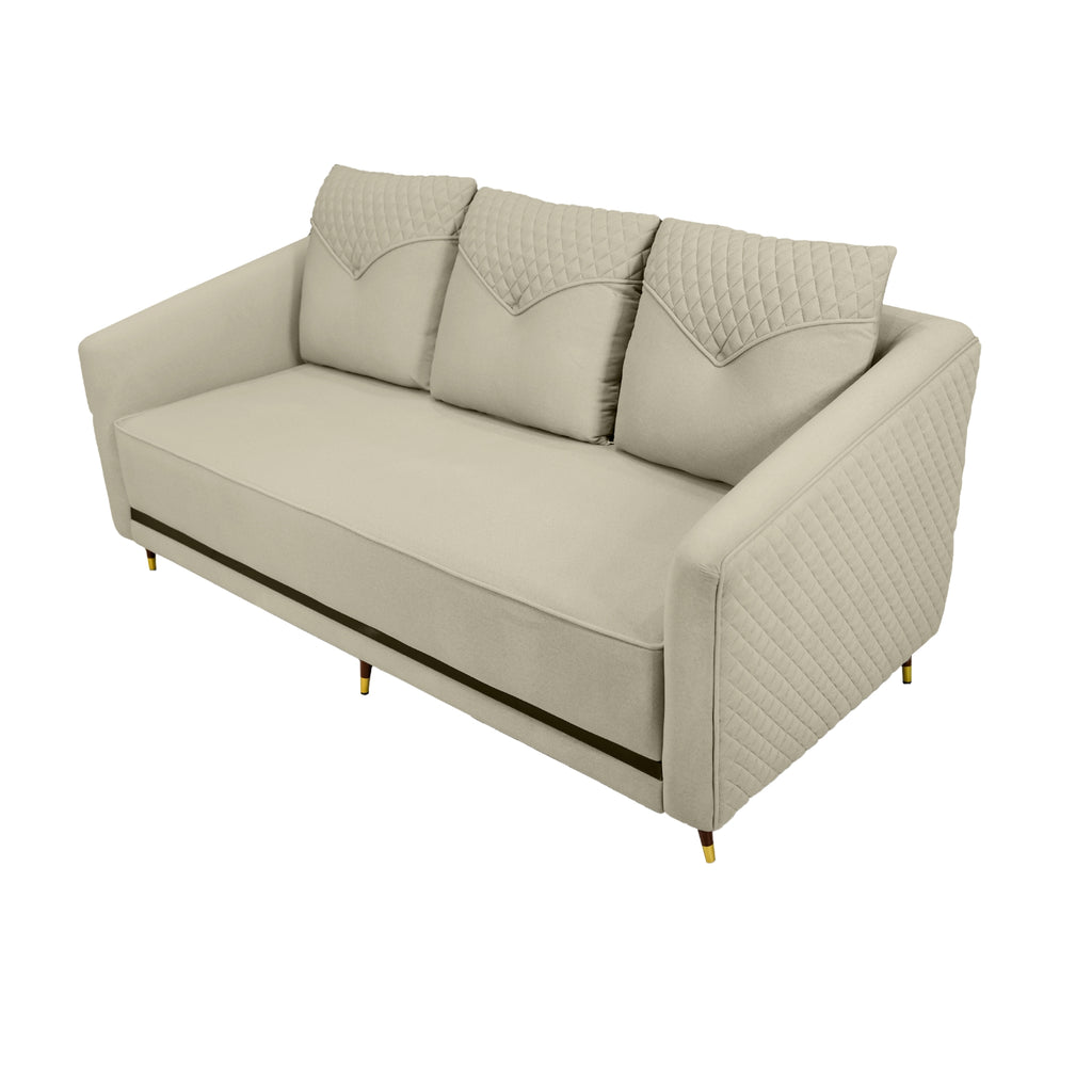 Arabica Modern Blue & Beige Fabric 3-Seater Sofa - Elegant Sofa for Comfortable