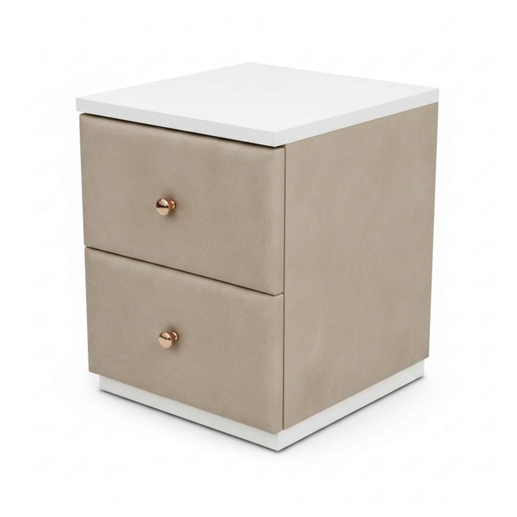 Fortune Night Stand – Compact Elegance with Upholstered Charm