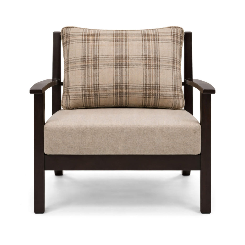 Chair with plaid cushion on a white background