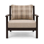 Chair with plaid cushion on a white background
