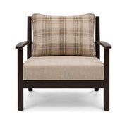 Chair with plaid cushion on a white background