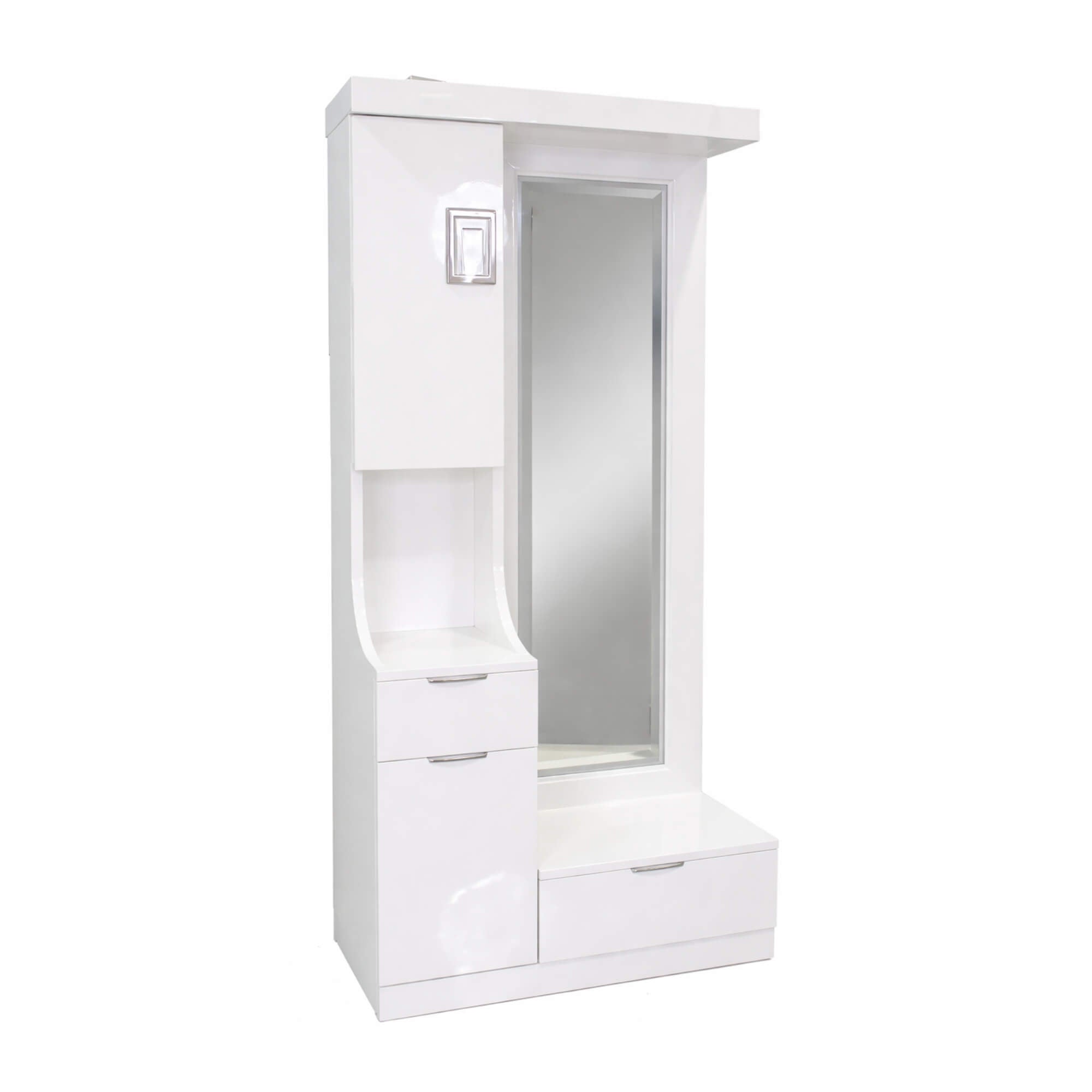 Charm Dressing Table is available with a sleek profile of the white vanity desk, while the slim design of its storage drawer and frame.