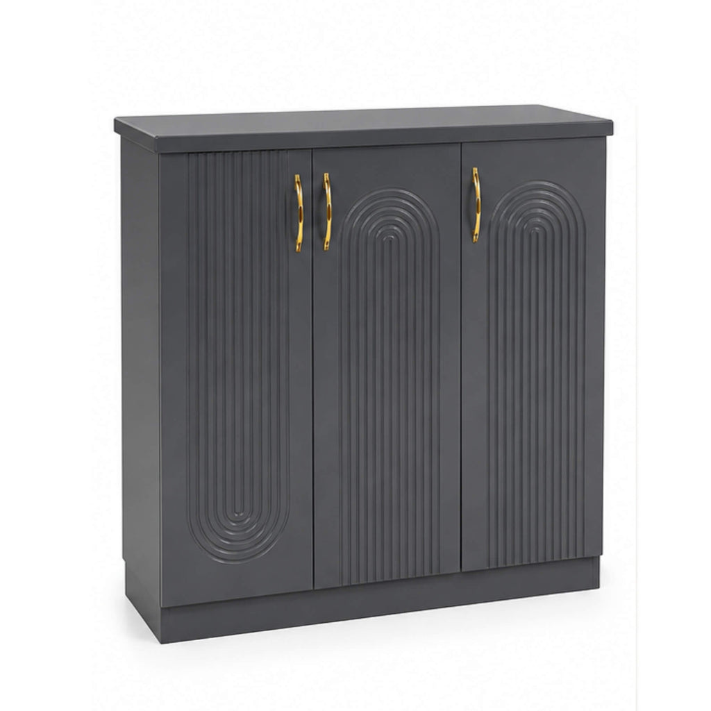 Whirlpool Shoe Rack with 3 Drawers- Shoe Rack with Gold Handles & Concealed Storage