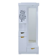 Floral Dressing Table  Glossy White Dressing Unit with Mirror & Storage