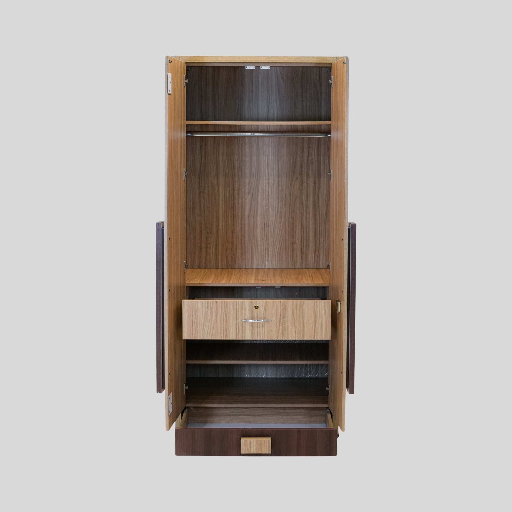 Texas 2 Door Wardrobe – Graceful Grey Elegance with Smart Storage