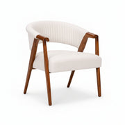 White armchair with wooden legs on a white background