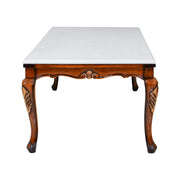 Ellipse Marble 6-Seater Dining Table Set  Solid Wood Table with Upholstered Chairs