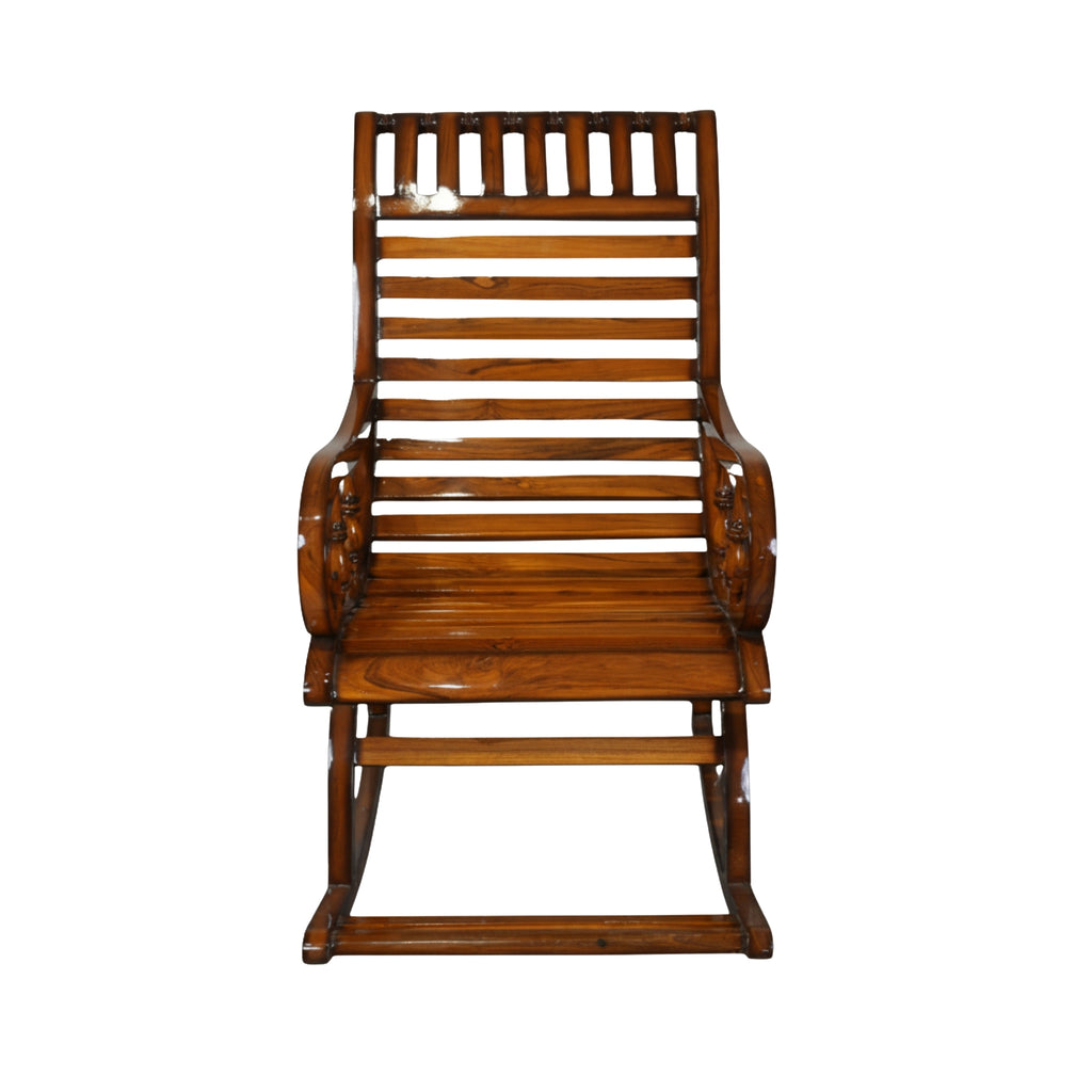 Stellar Solid Wood Rocking Chair - Walnut Gloss Finish