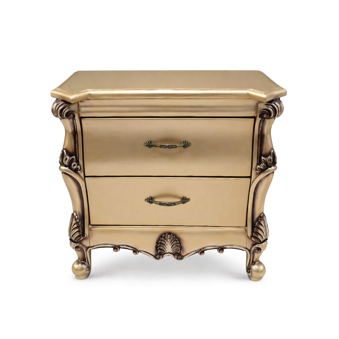 Harmony Night Stand- Elegant Curves with Luxe Gold Finish