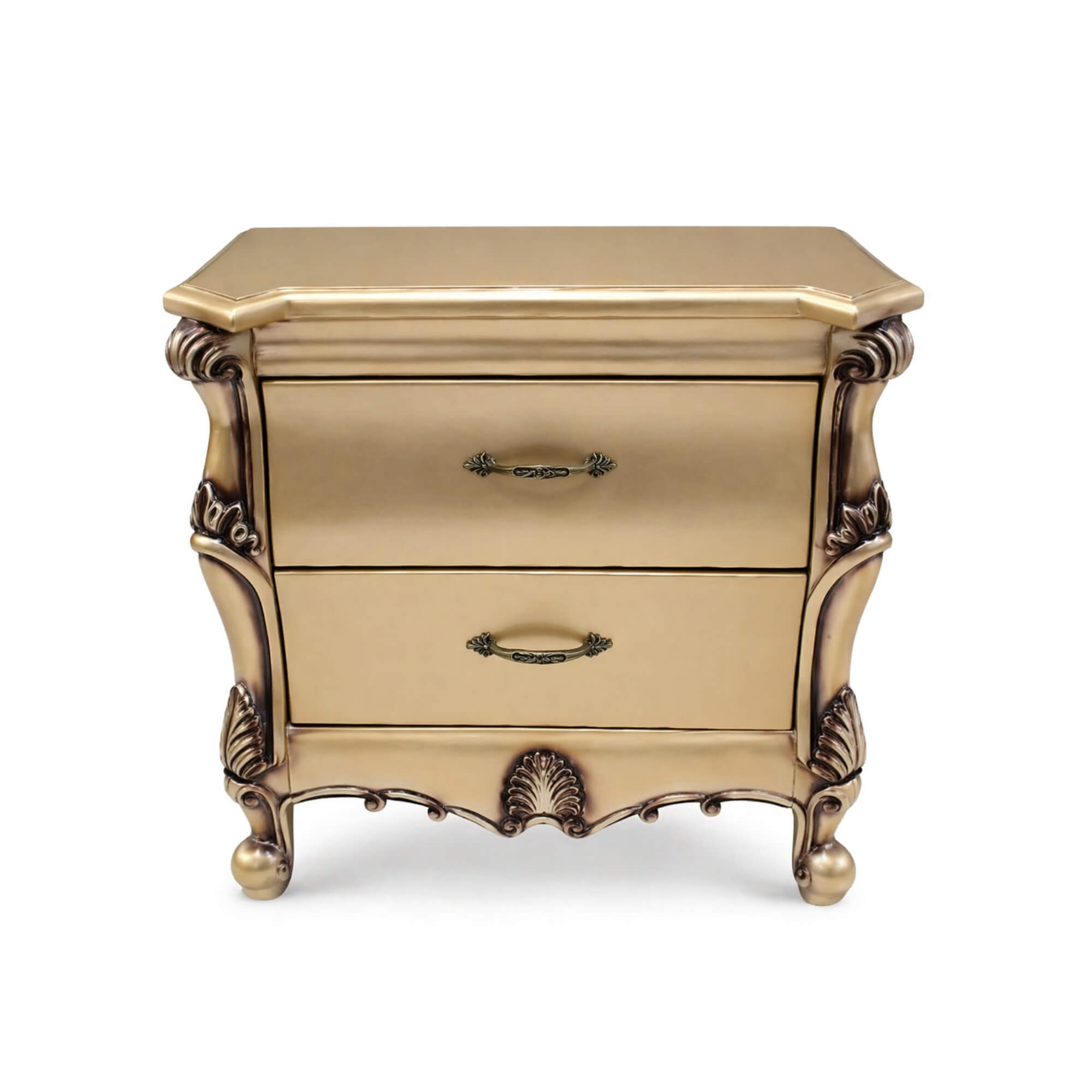 Harmony Night Stand- Elegant Curves with Luxe Gold Finish