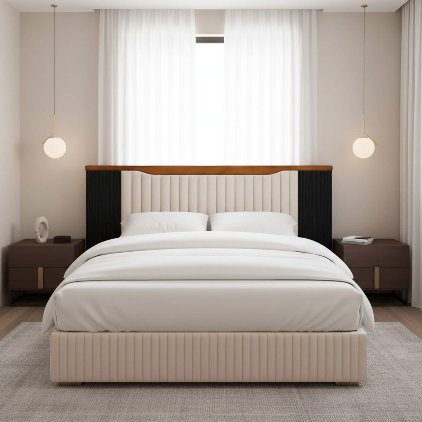 Flute King Bed with Storage – Modern Elegance with Fluted Detailing