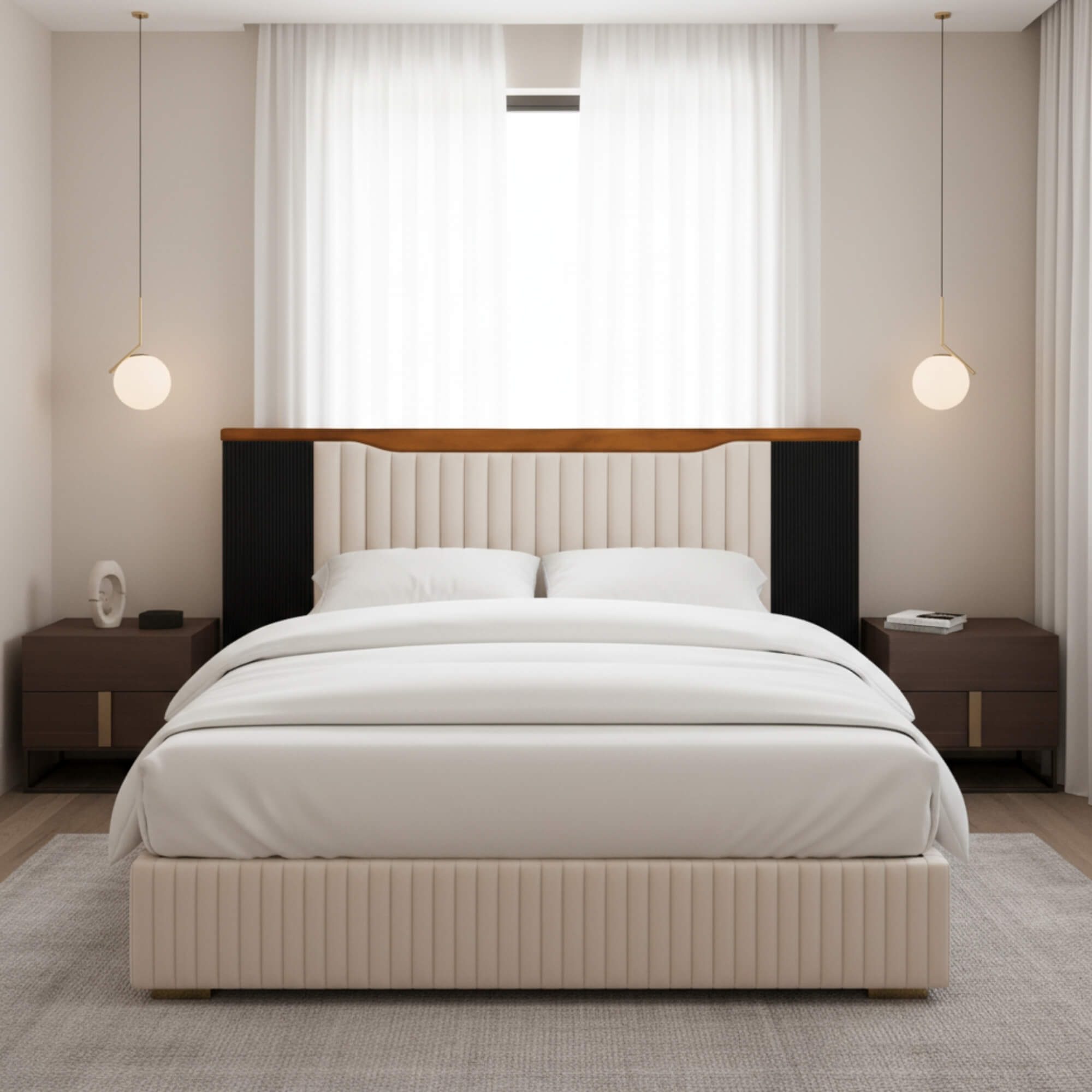 Flute King Bed with Storage – Modern Elegance with Fluted Detailing