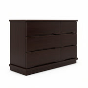 Dark brown dresser with four drawers on a white background