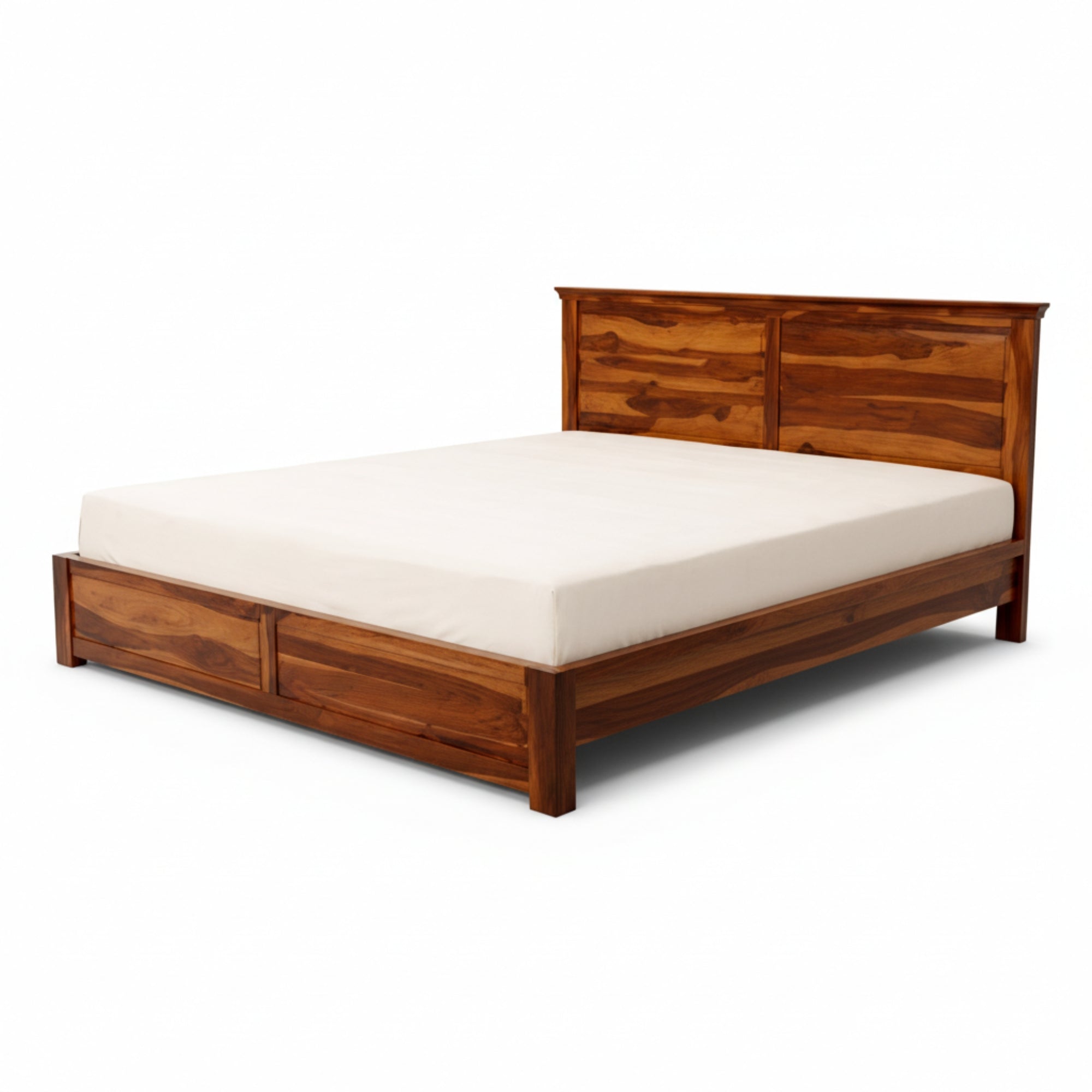Catherine King Bed with Hydraulic Storage- Elegant Walnut Finish with Durable Solid Wood Design