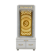Golden Om Temple - Wooden Pooja Mandir with Storage
