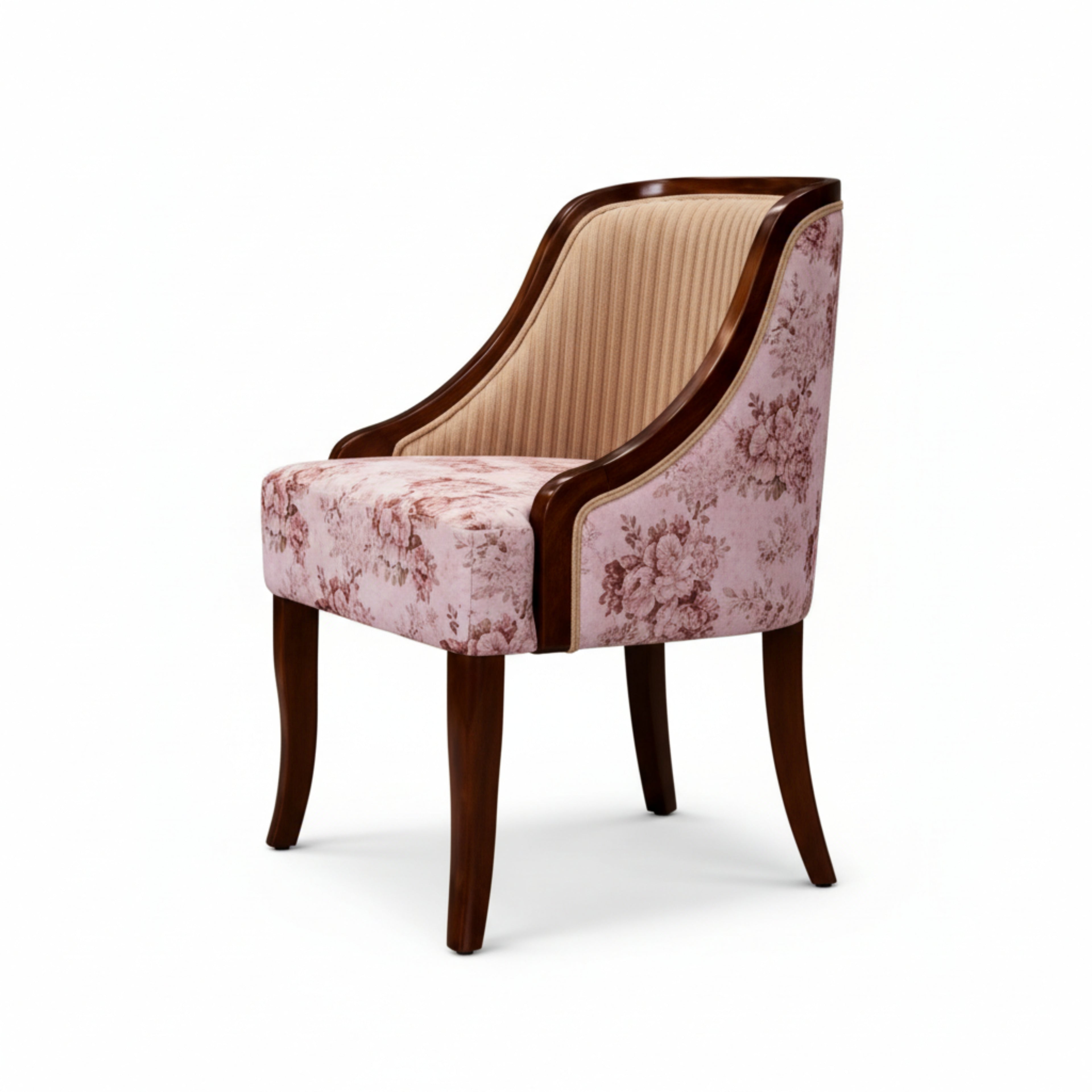 Decorative chair with floral pattern on a white background