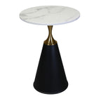 C815 End Table  Round Marble-Finish Side Table with Gold Accent
