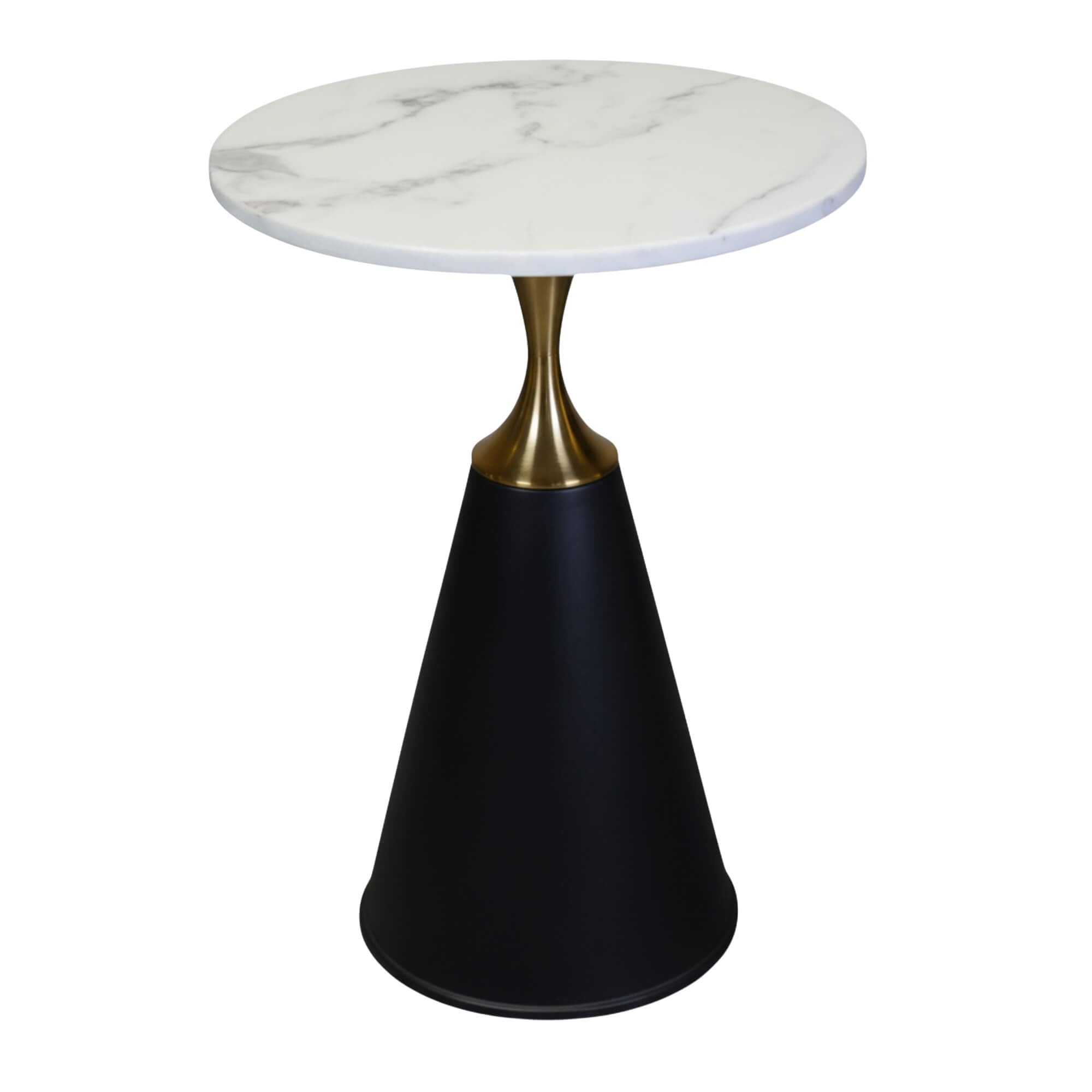C815 End Table  Round Marble-Finish Side Table with Gold Accent