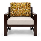 Chair with a patterned cushion on a white background