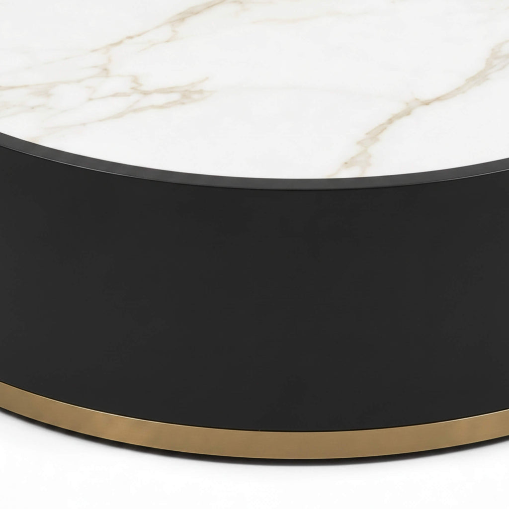 N459E Coffee Table- Modern Round Marble-Top Center Table with Contemporary Elegance