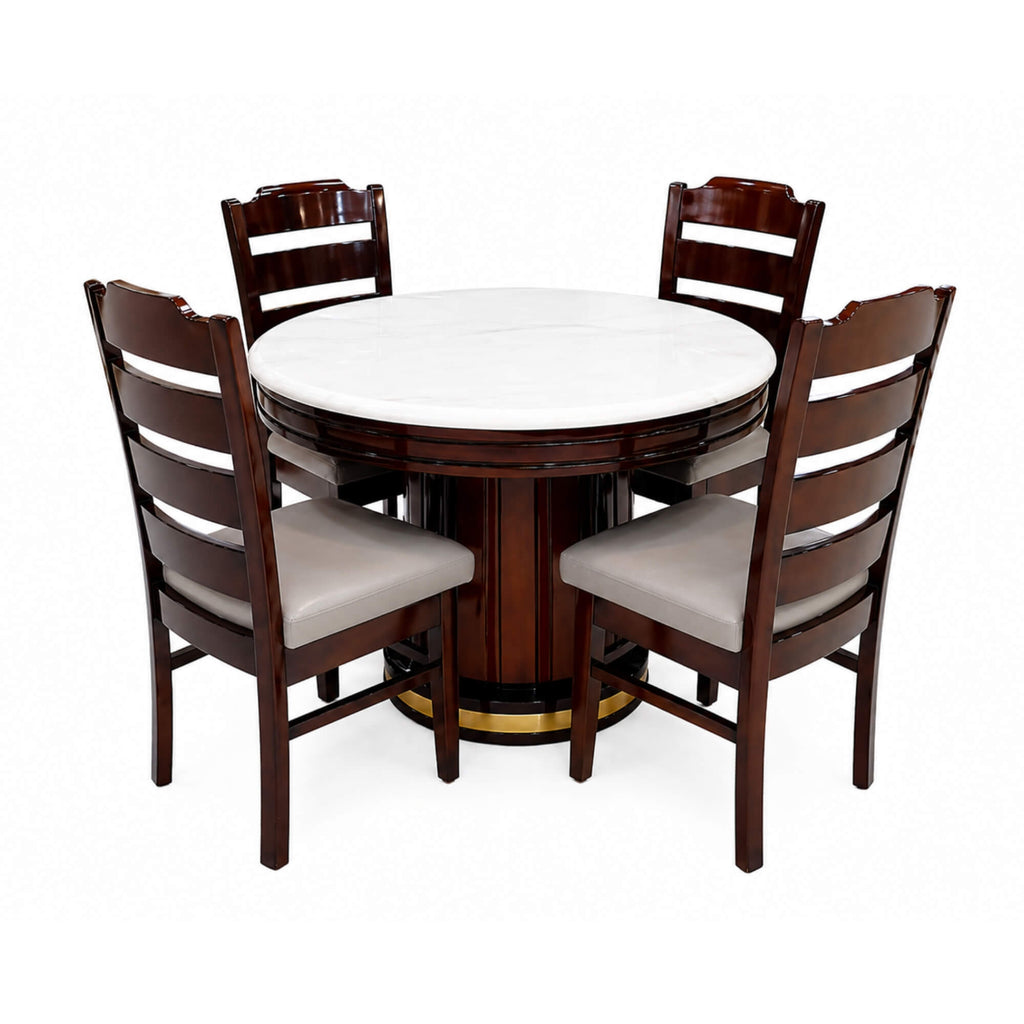 Averi Marble 4+1 Seater Round Dining Table – Timeless Sophistication with Modern Marble Charm