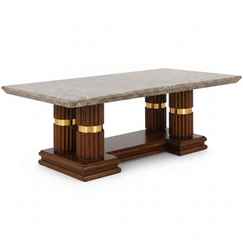Lozenge Marble Coffee Table – Sculpted Elegance with Timeless Detailing