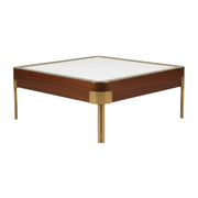 Reno Marble Coffee Table highlights its clean geometric lines and contrasting material finishes.