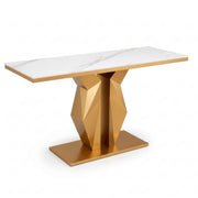 Cross Console Table CT10  Metallic Console Table with Marble Top