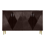 Dark brown sideboard with geometric design on a white background