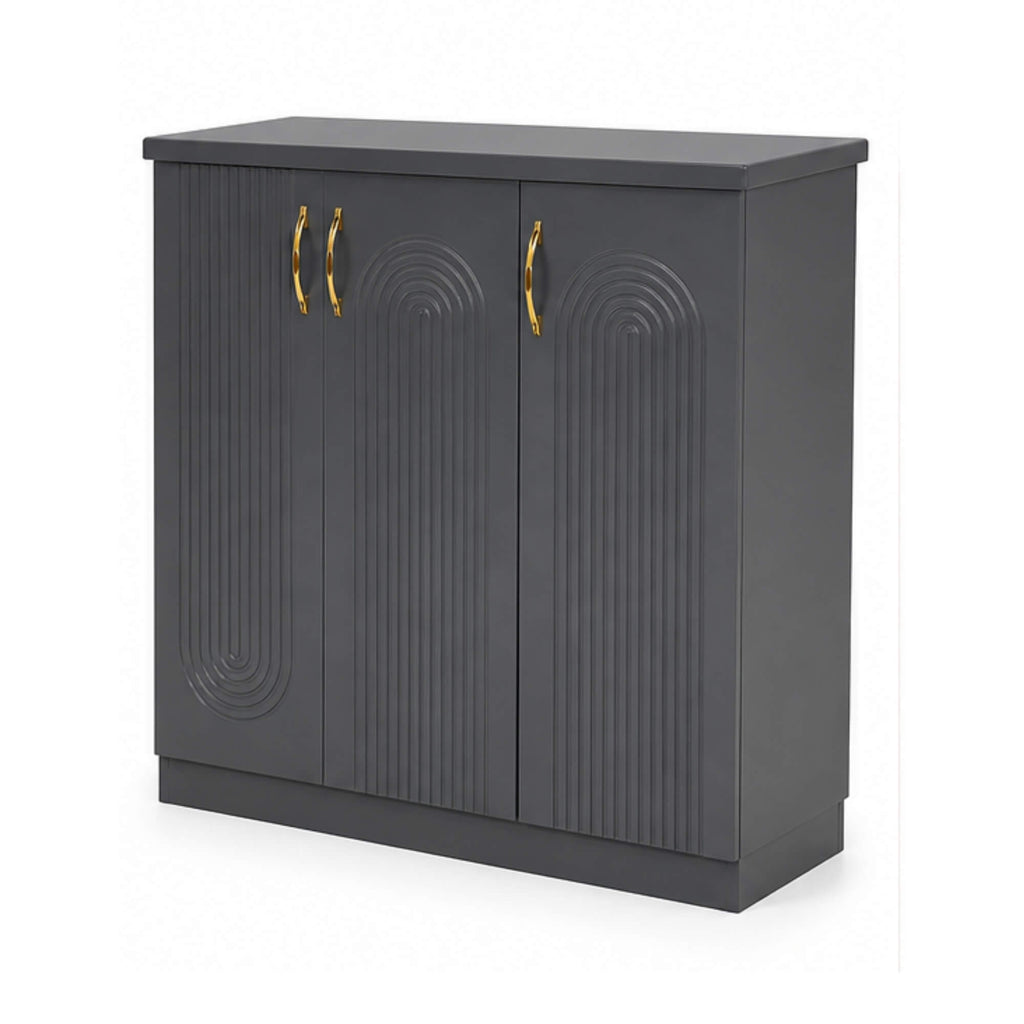 Whirlpool Shoe Rack with 3 Drawers- Shoe Rack with Gold Handles & Concealed Storage