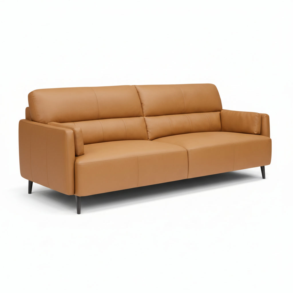Salone 3-Seater Leather Sofa – Premium Mustard Leather Sofa for Living Rooms