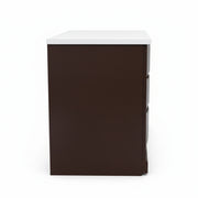 Rectangular object with a white top and brown body on a white background