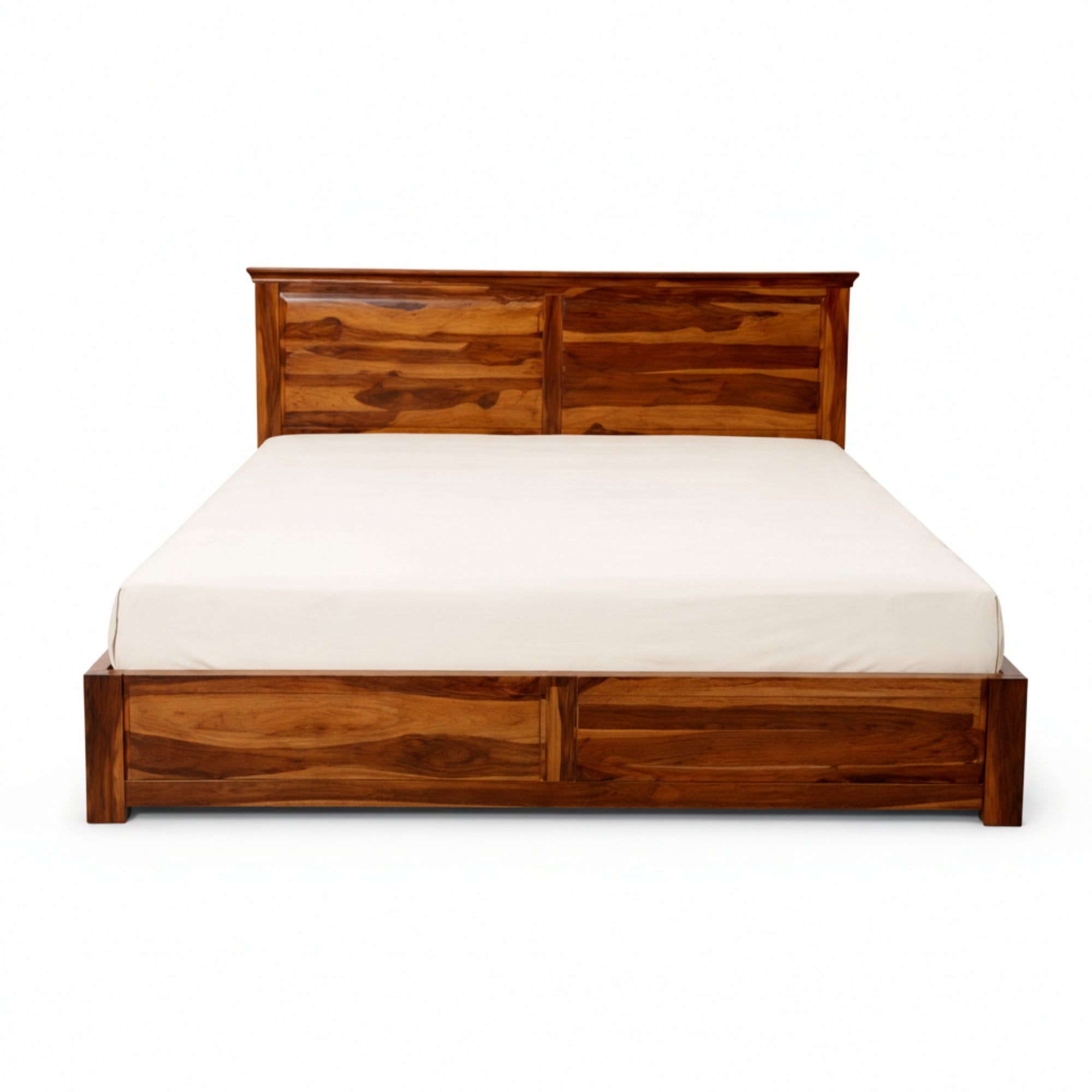 Catherine King Bed with Hydraulic Storage- Elegant Walnut Finish with Durable Solid Wood Design