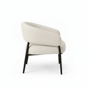 Modern Beige Leisure Chair Fabric Upholstered Comfort Seat with Stainless Steel Legs