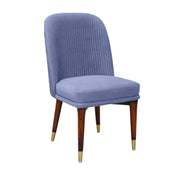 Jazz blue diamond-quilted dining chair, three-quarter view