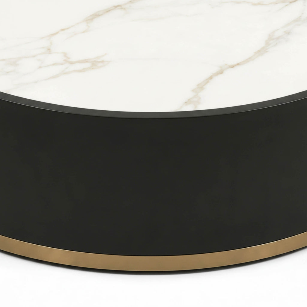 N459E Coffee Table- Modern Round Marble-Top Center Table with Contemporary Elegance