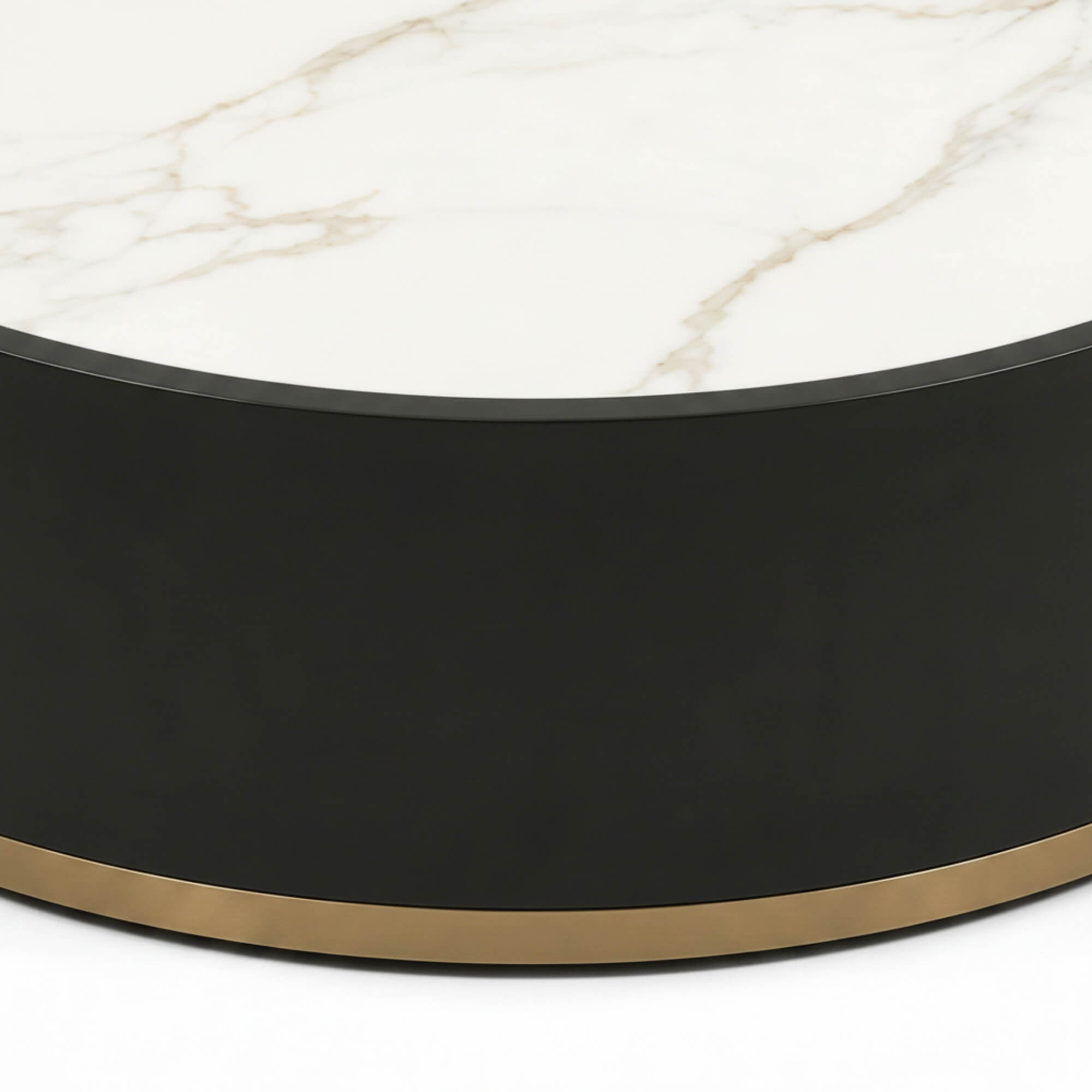 N459E Coffee Table- Modern Round Marble-Top Center Table with Contemporary Elegance