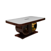 Conch marble dining table, three-quarter view