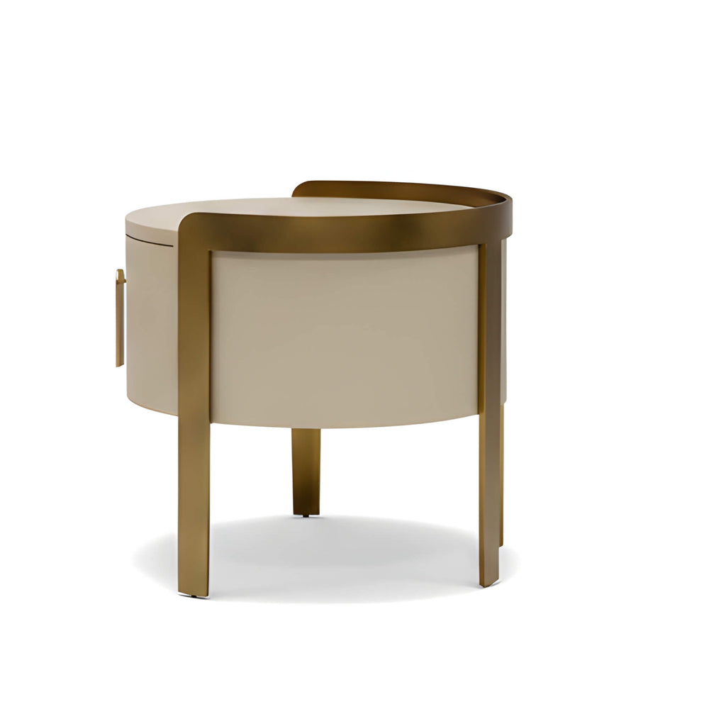 Rustic Night Stand – Textured Finish with Gold Accent Frame