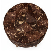 Round wooden stool with a geometric pattern