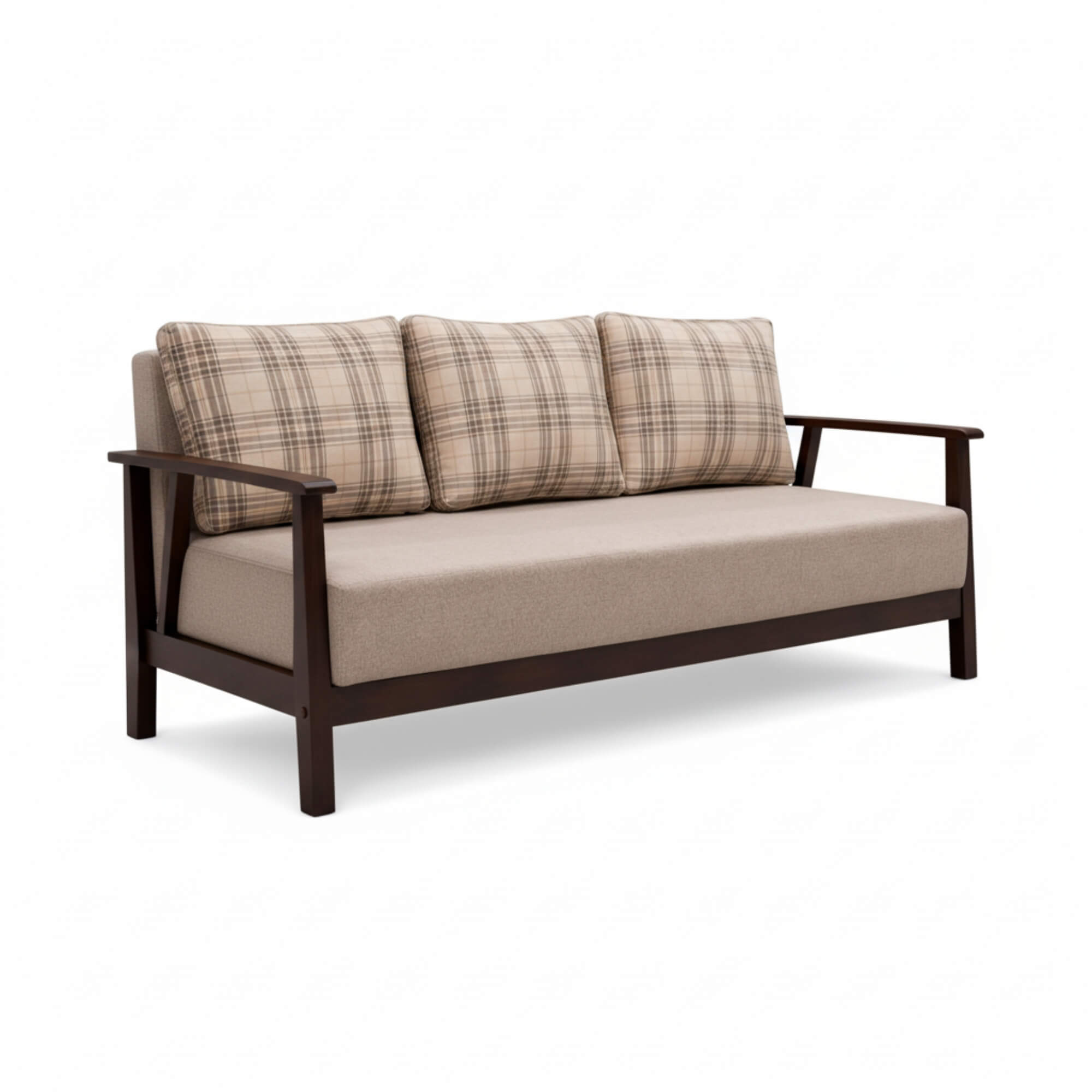 Gemini 3-Seater Sofa- Sustainable Jute Fabric & Sturdy Teak Wood Construction