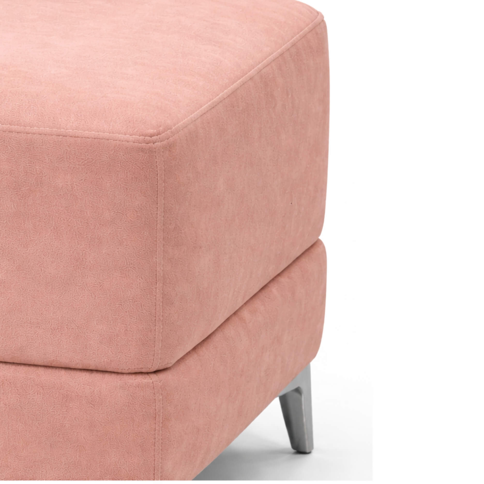 Pink ottoman on a white background