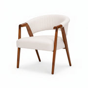 White armchair with wooden legs on a white background